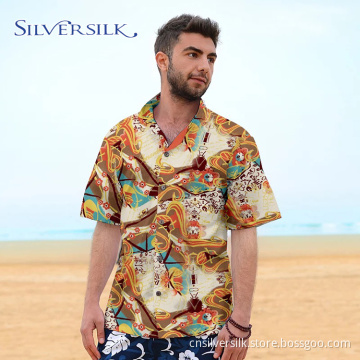 Benutzerdefinierte Kurzarm Casual Herren Bluse Printed Shirt